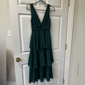 Lulu's Deep Green Layered High-Low Dress
